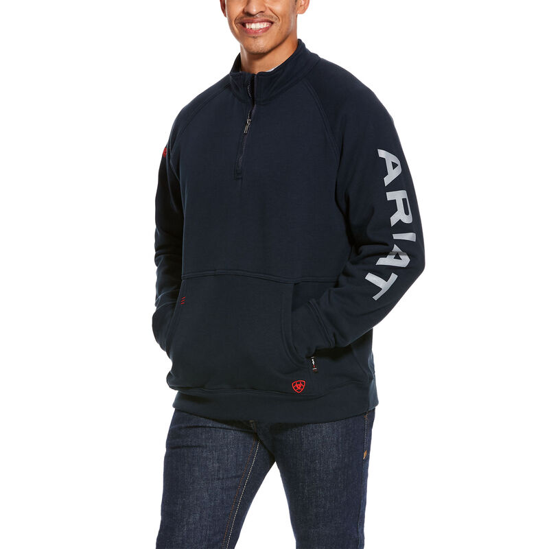 Ariat Fr Primo Fleece Logo 1/4 Zip - Miesten Laivastonsininen Collegepaita ( PUKHSB-498 )